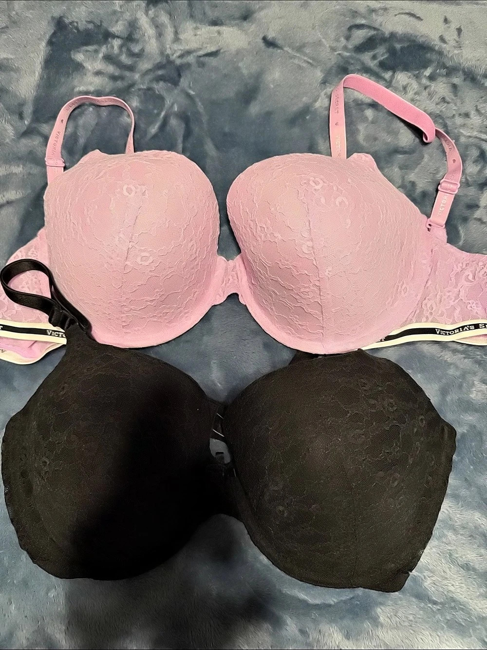 New Victorias Secret Lace Push-Up Bra Bundle Pink & Black. 38DD